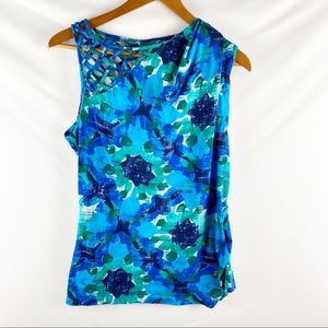 Anthropologie Bright Waffle weave ruched top, L